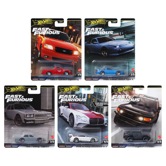 Hot Wheels Premium - Fast & Furious Premium 2024 H Assortment  set of 5 pieces (HNW46-939H)